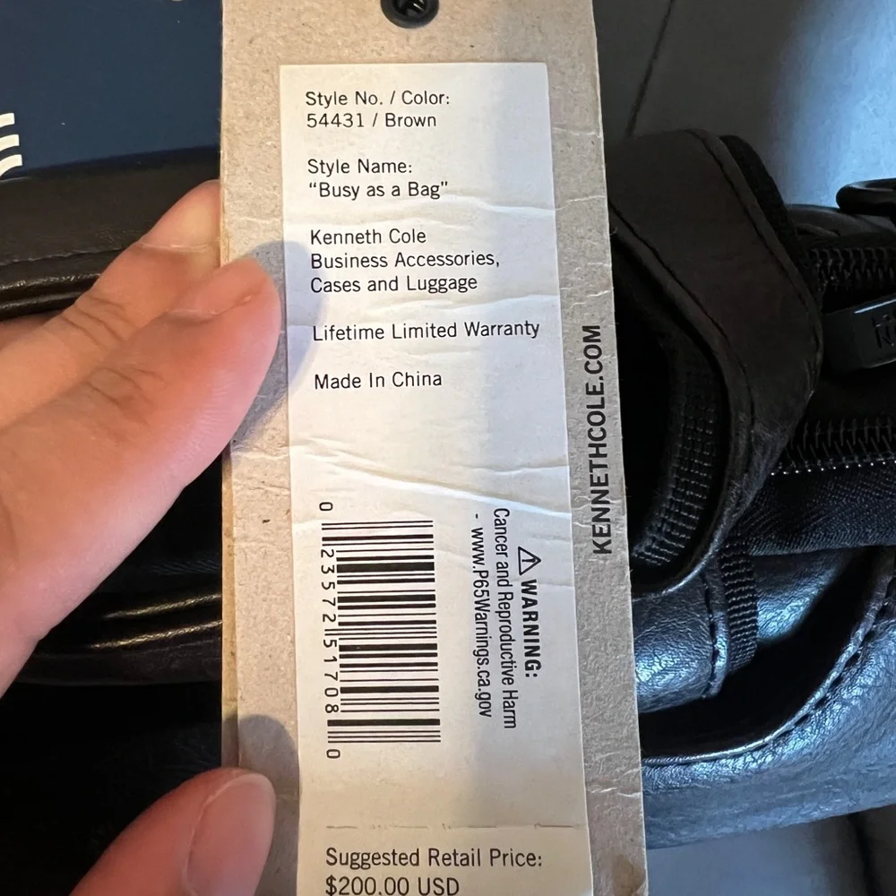 NWT Kenneth Cole Reaction Dark Brown Leather Briefcase